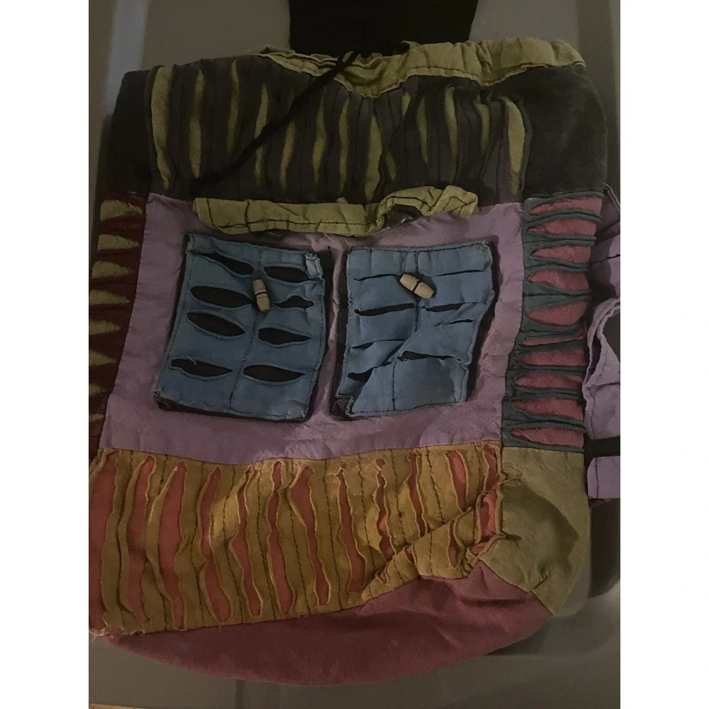 Hippie Rucksack Backpack Patchwork Tie Dye Razor Cut Peace Nepal Ethnic Boho 14